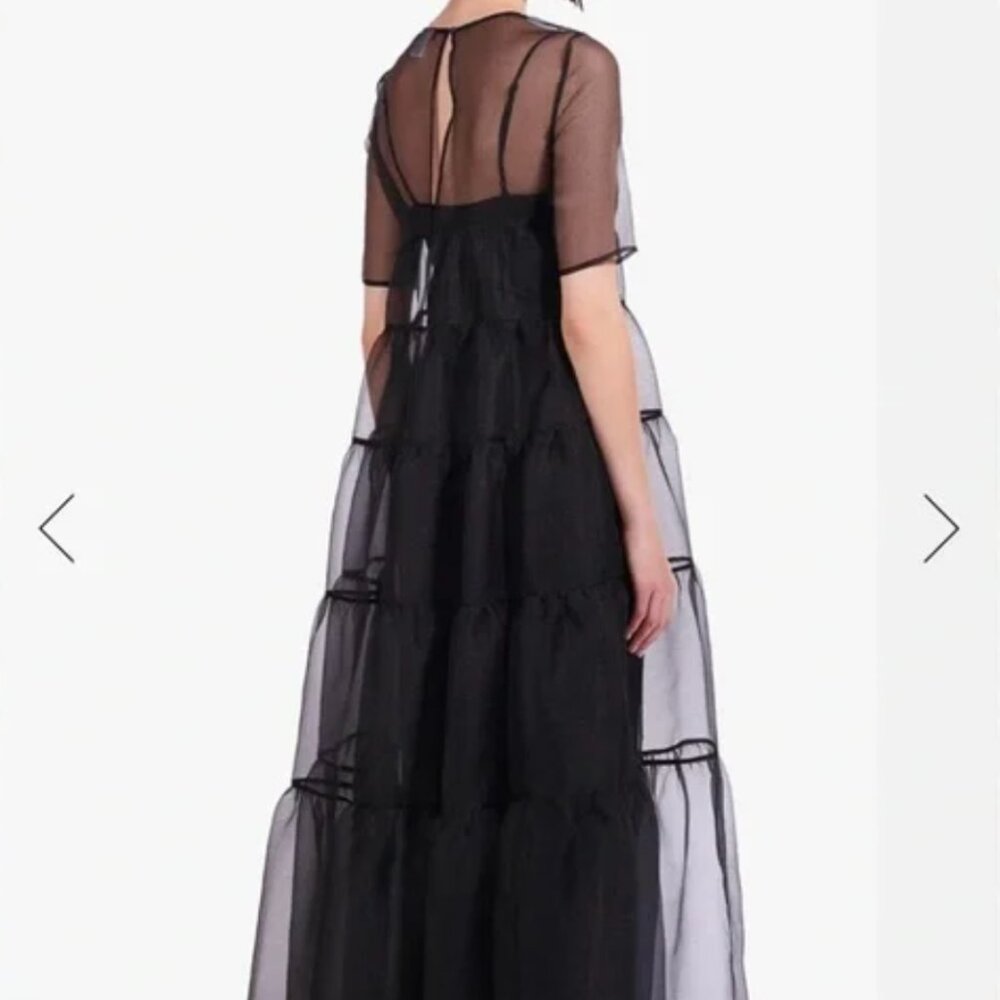 Staud Hyacinth Tiered Organza Overlay Maxi A-Line 2 Piece Dress Black M NWT - Picture 2 of 9